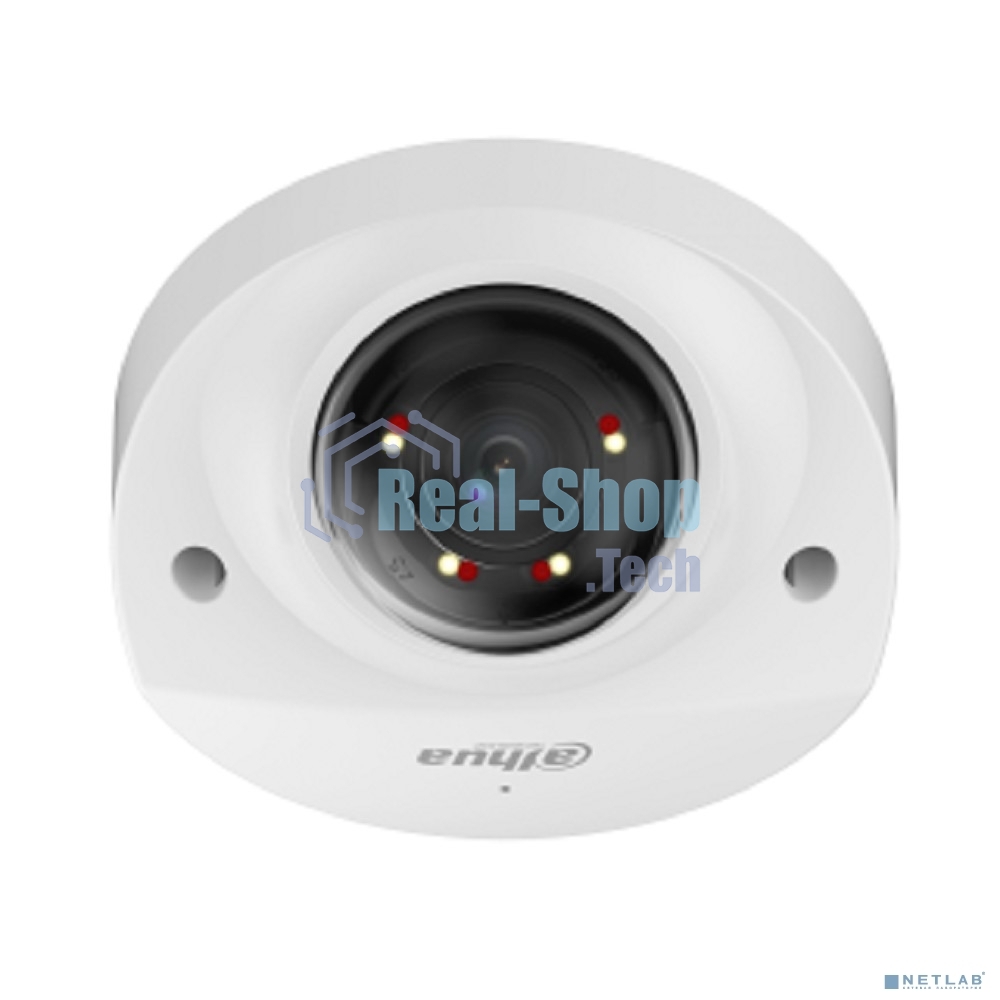 Уличная мини-купольная IP-видеокамера SmartDualLight Dahua DH-IPC-HDBW2249FP-AS-IL-0280B 2Мп, 1/2.8” CMOS, объектив 2.8мм, видеоаналитика, микрофон, ИК 30м, LED 30м, IP67, IK10, металл