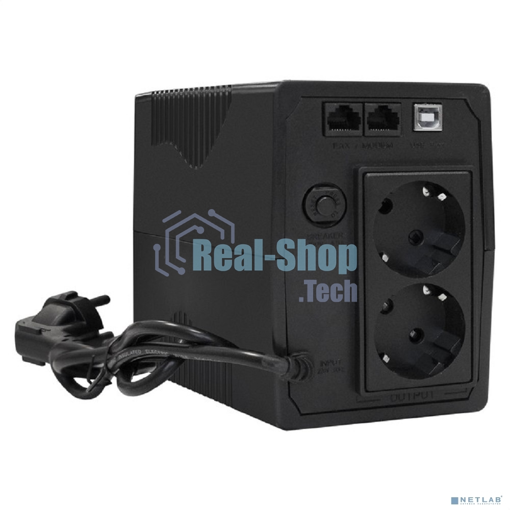 Источник бесперебойного питания ExeGate EX292764RUS SpecialPro UNB-600.LED.AVR.2SH.RJ.USB 600VA/360W, LED, AVR, 2*Schuko, RJ45/11, USB, черный