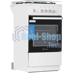 Плита газовая De Luxe 5040.42Г (КР) ЧР белый, конфорок 4 шт, духовка 46 л, 50 см x 85 см x 50 см