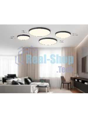 Потолочный светодиодный светильник Ambrella light FV5541 BK черный LED 130W 3000K D800*58 (Без ПДУ)