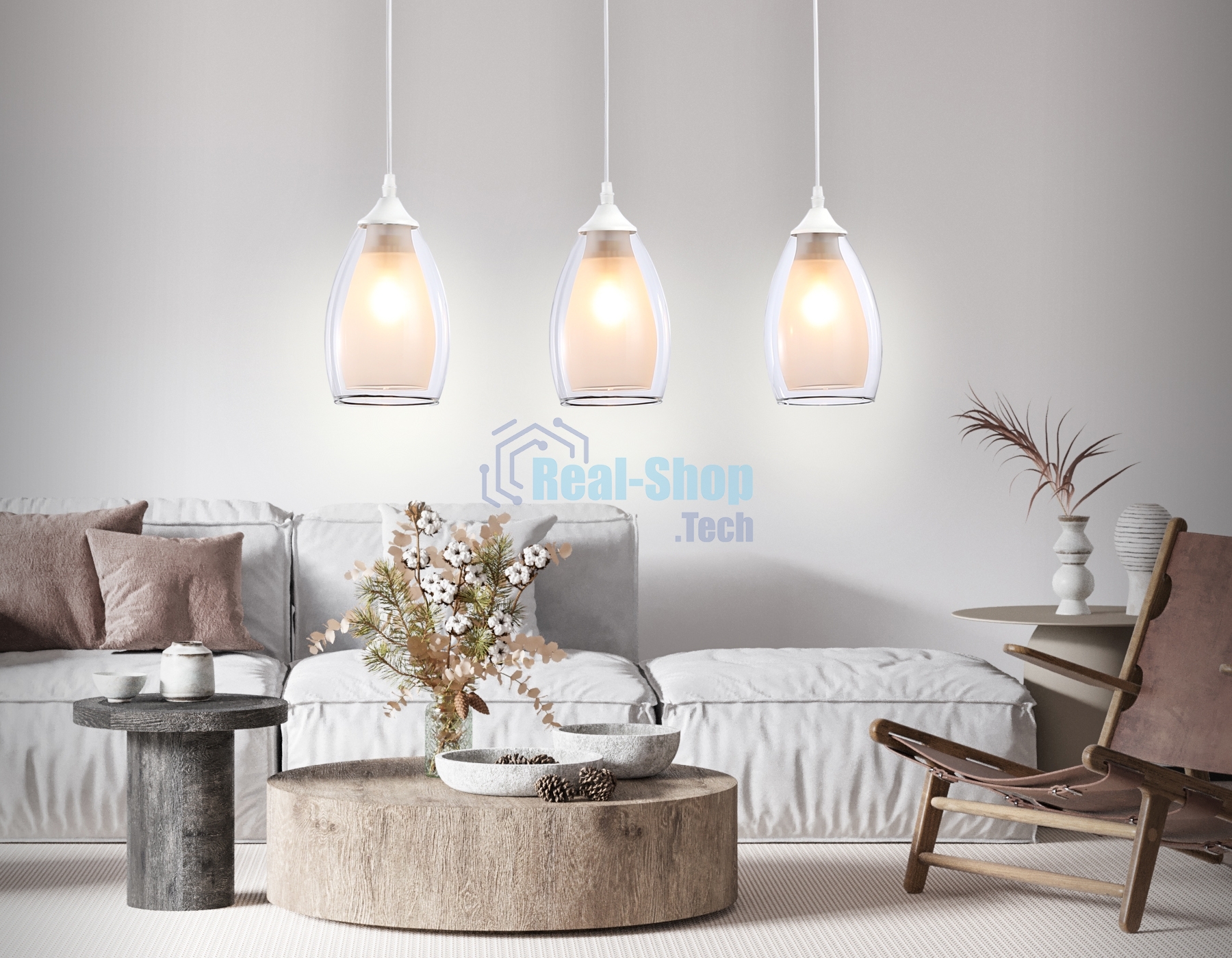 Светильник Ambrella light TR3536/3 WH/CL/FR белый/прозрачный/белый матовый E27*3 max 40W 640*120*820