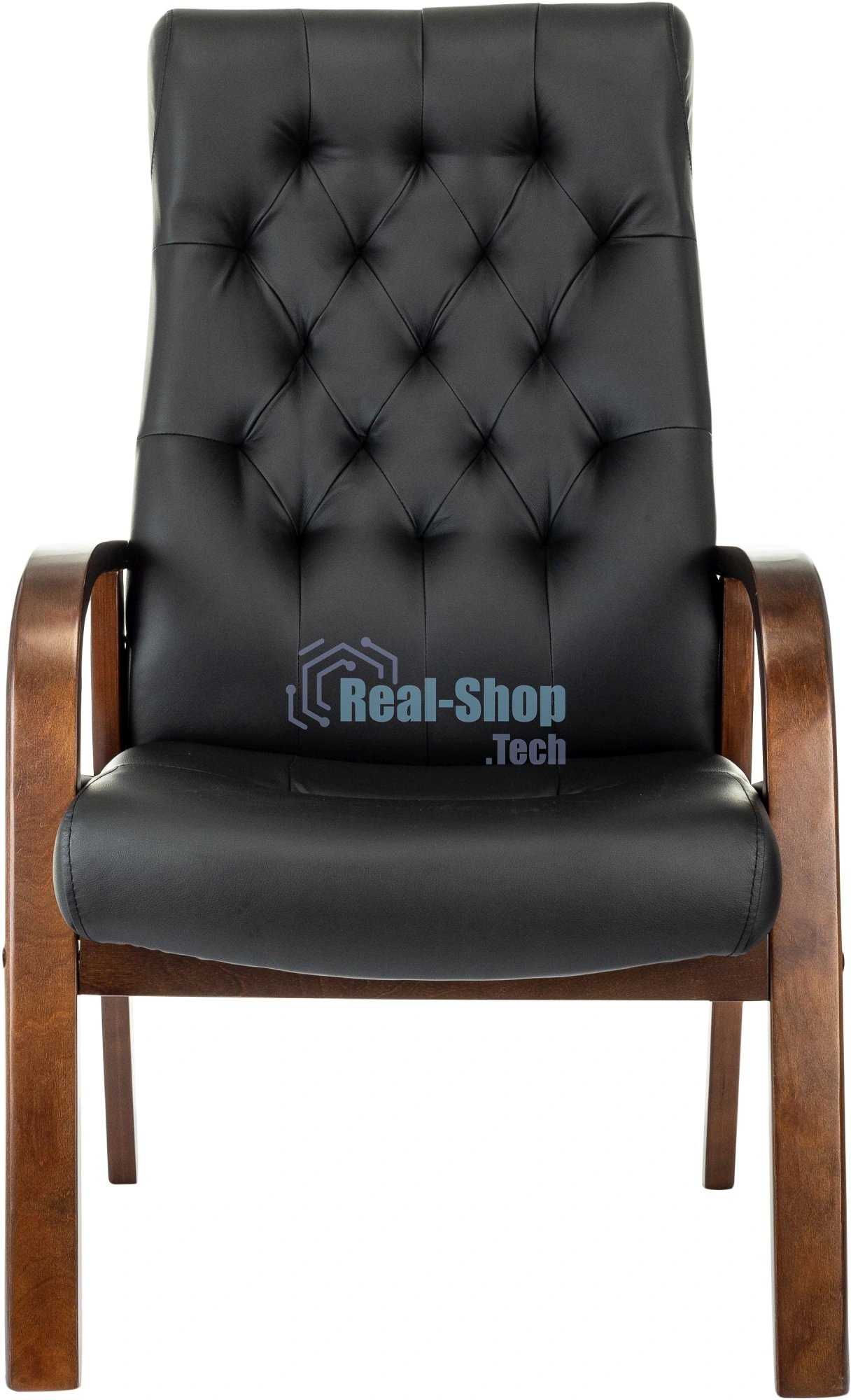 Кресло офисное Бюрократ T-9928WALNUT-CF черный, кожа, на ножках, дерево