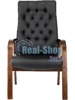 Кресло офисное Бюрократ T-9928WALNUT-CF черный, кожа, на ножках, дерево