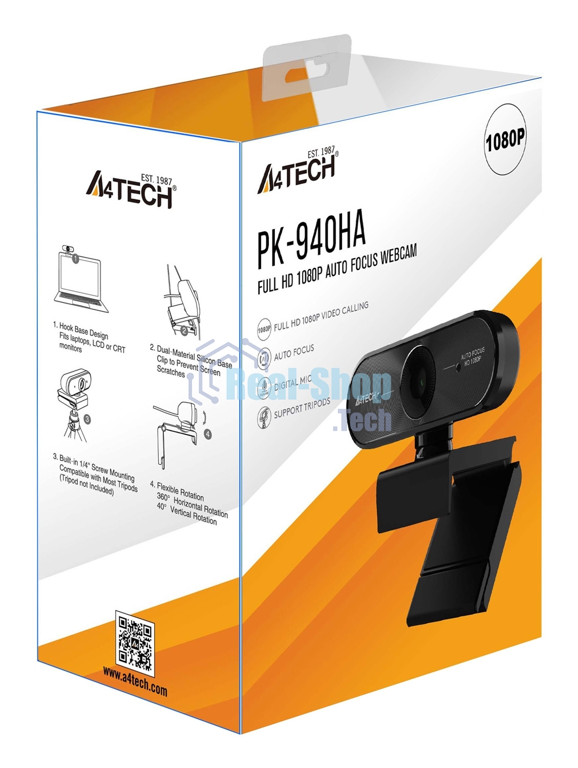 Веб-камера A4Tech PK-940HA черный 2Mpix (1920x1080) USB2.0 с микрофоном