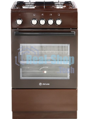 Плита газовая De Luxe 5040.48Г (Щ) 014 коричневый, конфорок 4 шт, духовка 46 л, 50 см x 85 см x 50 см