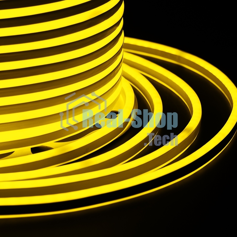 Гибкий неон Neon-night SMD 8х16 мм, двухсторонний, желтый, 120 LED/м, бухта 100 м (с комплектом подключения)