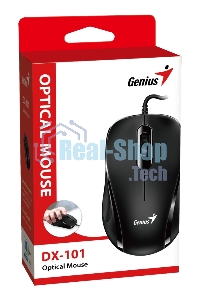 Мышь проводная Genius DX-101 черный, 1200 dpi, USB, кнопки - 3