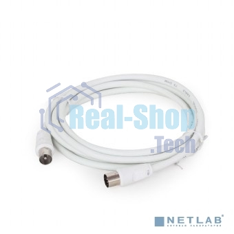 Кабель телевизионный Cablexpert CCV-515-W, Coaxial M/F, белый, 1.8м