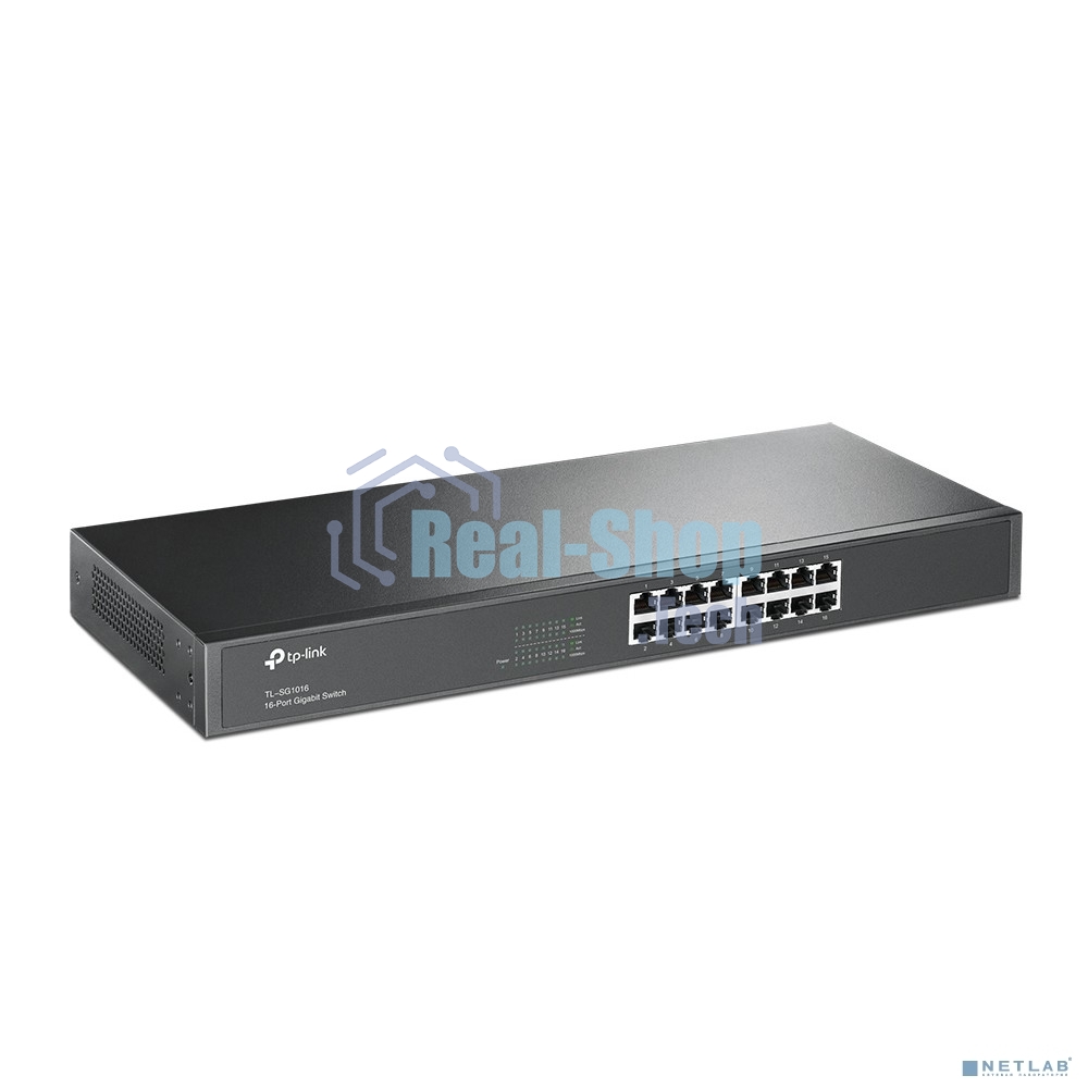 Коммутатор TP-Link SMB TL-SG1016 Коммутатор 16-port Gigabit Switch, 1U 19-inch rack-mountable steel case