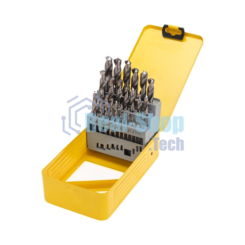 Набор сверл по металлу, 1-13мм (через 0,5мм), HSS, цилиндрический хвостовик, металлический кейс, 25 шт. Kranz