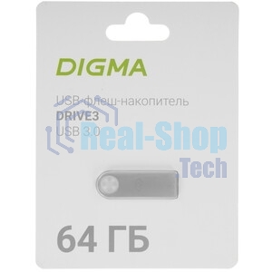 Флешка USB Digma GDRIVE3 (DGFUM064A30SR), 64Gb, USB 3.0, R/W 70/30, серебристый