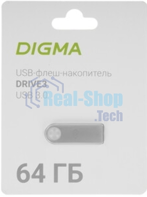 Флешка USB Digma GDRIVE3 (DGFUM064A30SR), 64Gb, USB 3.0, R/W 70/30, серебристый
