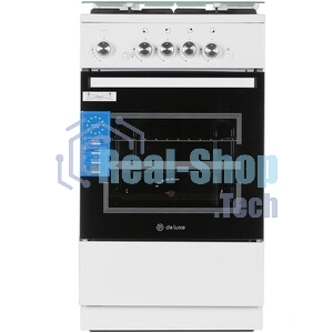 Плита газовая De Luxe 5040.42Г (КР) ЧР белый, конфорок 4 шт, духовка 46 л, 50 см x 85 см x 50 см