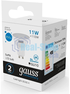 Лампа cветодиодная Gauss Elementary MR16 11W 850lm 6500K GU10 LED