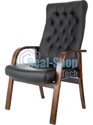 Кресло офисное Бюрократ T-9928WALNUT-CF черный, кожа, на ножках, дерево