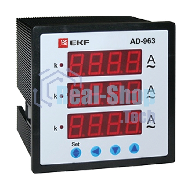Амперметр цифровой AD-963 на панель 96х96 трехфазный EKF ad-963
