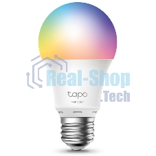 Умная многоцветная Wi‑Fi лампа Tapo Smart WiFi Bulb, A60 size，E27 base, 9.5W, 16 million colors, 2000k-6500k tunable white, 800 lumens brightness and diммable, 802.11b/g/n 2.4G WiFi connection, work with 200-240 V, 50/60 Hz power voltage and frequency, wo