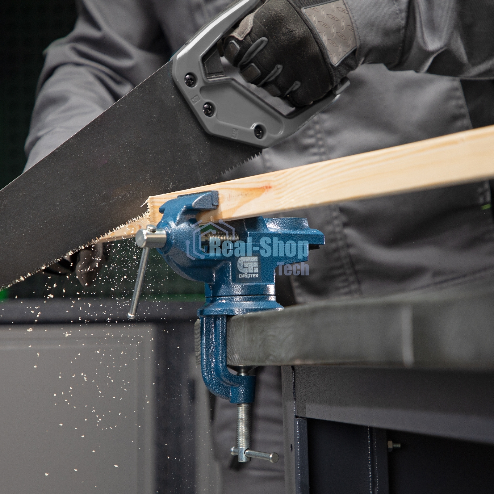 Тиски слесарные Сибртех, настольные, поворотные, ширина рабочих губок 50 мм, наковальня