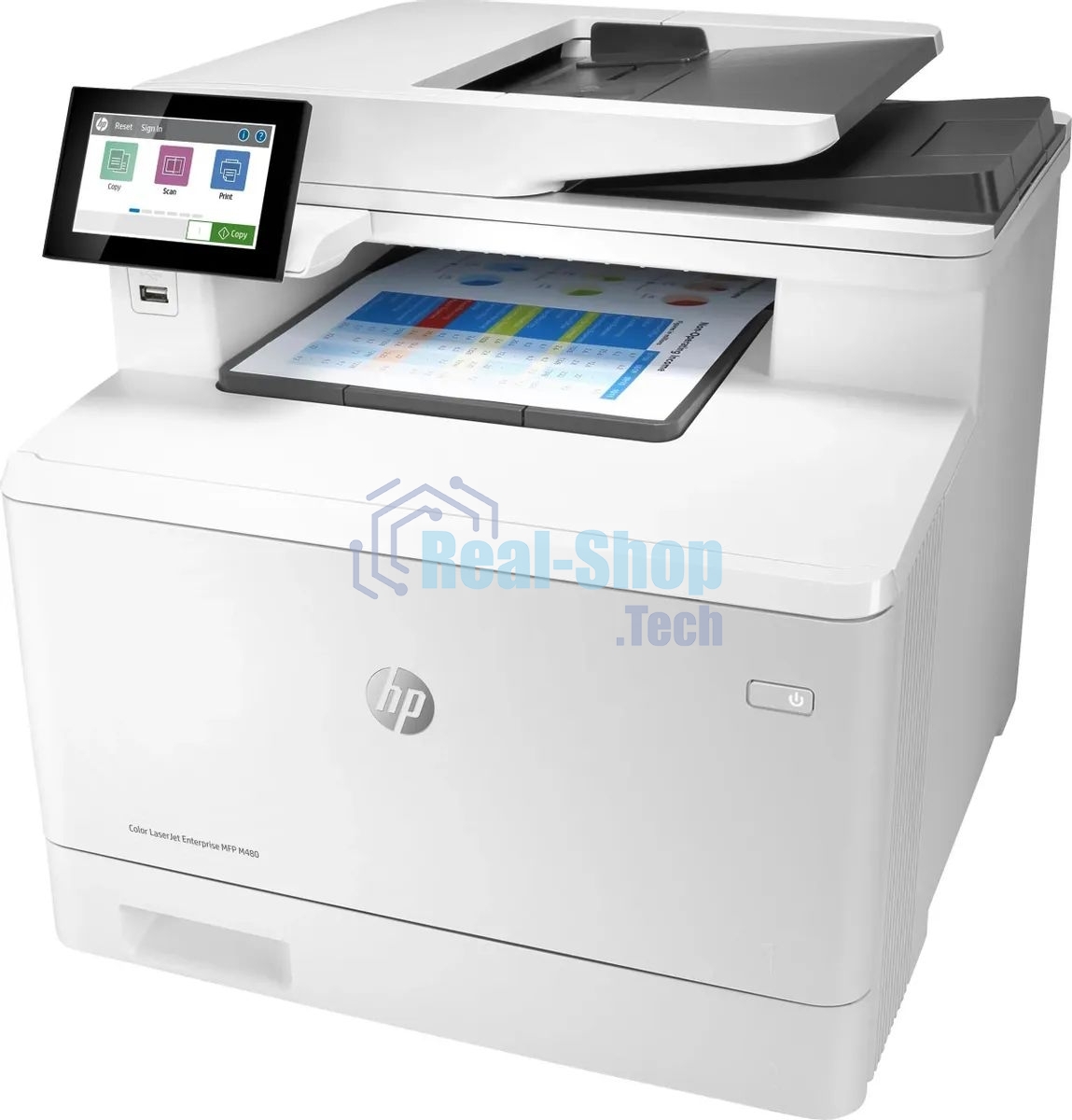 МФУ лазерное HP Color LaserJet Pro M480f (3QA55A), A4, цветной, печ. до 27 стр/мин., скан. до 29 стр/мин. (ч/б) 20 стр/мин. (цвет), 600 x 600 dpi, USB, RJ-45, Air Print, Mopria
