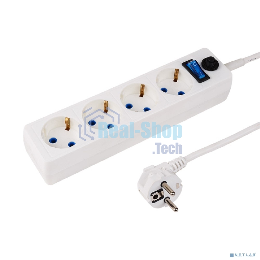 Сетевой фильтр PROconnect STANDARD 4 гнезда, 3 м, 3х0.75 мм², с/з + автовыкл., белый