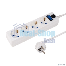 Сетевой фильтр PROconnect STANDARD 4 гнезда, 3 м, 3х0.75 мм², с/з + автовыкл., белый