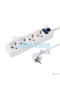 Сетевой фильтр PROconnect STANDARD 4 гнезда, 3 м, 3х0.75 мм², с/з + автовыкл., белый