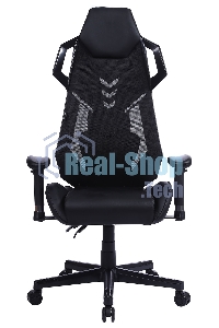 Кресло игровое Cactus CS-CHR-090BL черный, сиденье черный, эко.кожа, крестовина пластик, пластик черный