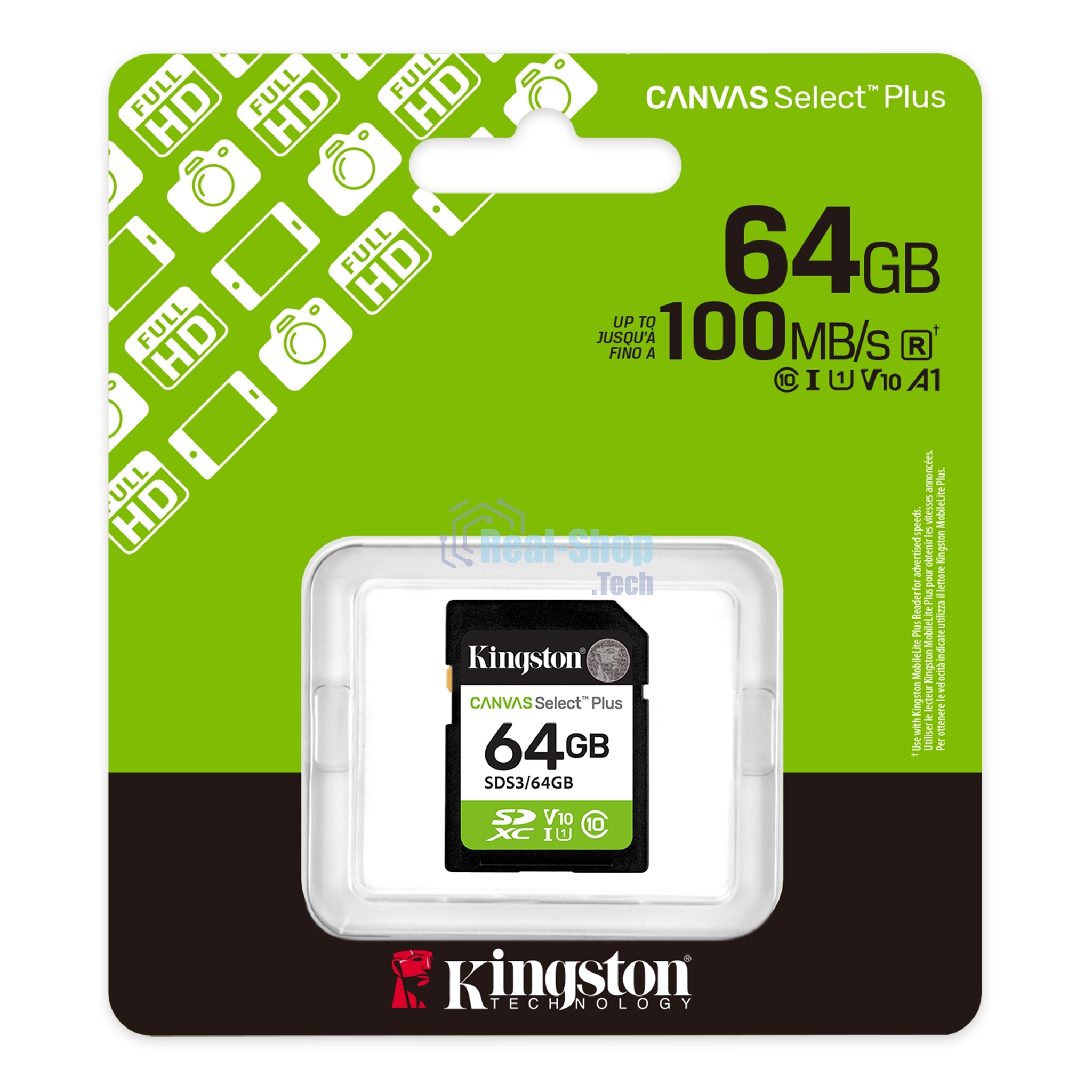 Флеш карта SDXC 64Gb Kingston SDS3/64Gb Canvas Select Plus w/o adapter