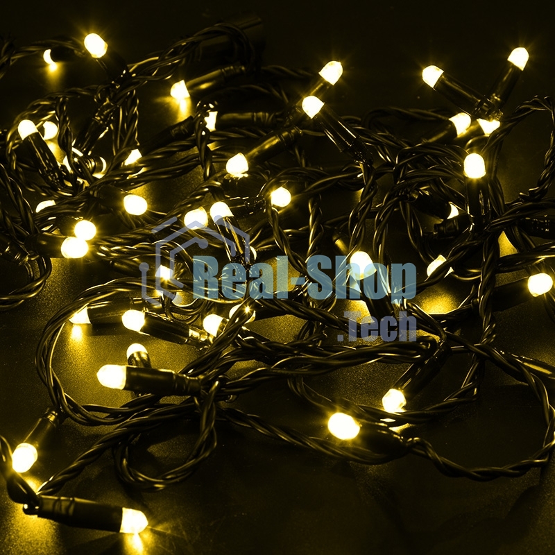 Гирлянда Neon-night Нить 10м, с эффектом мерцания, черный ПВХ, 24В, Желтый