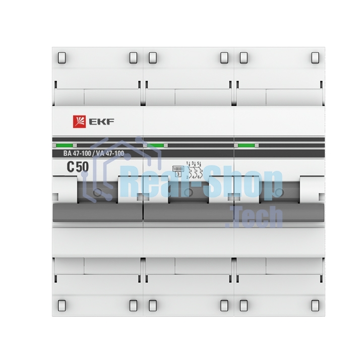 Выключатель автоматический EKF mcb47100-3-50C-pro 3P 50А (C) 10kA ВА 47-100 EKF PROxima