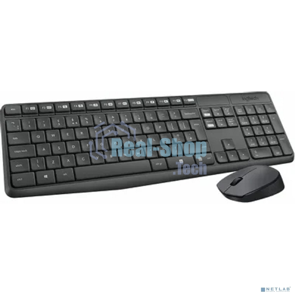 Комплект клавиатура + мышь Logitech MK235 клав:черный мышь:черный USB беспроводная