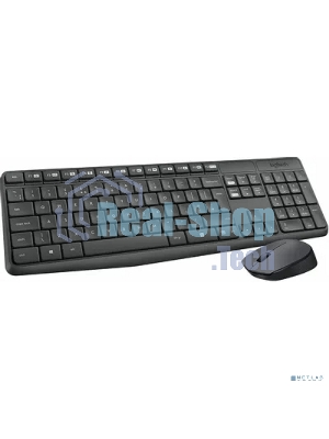 Комплект клавиатура+мышь Logitech MK235 беспроводной, USB, 1000 DPI, серый