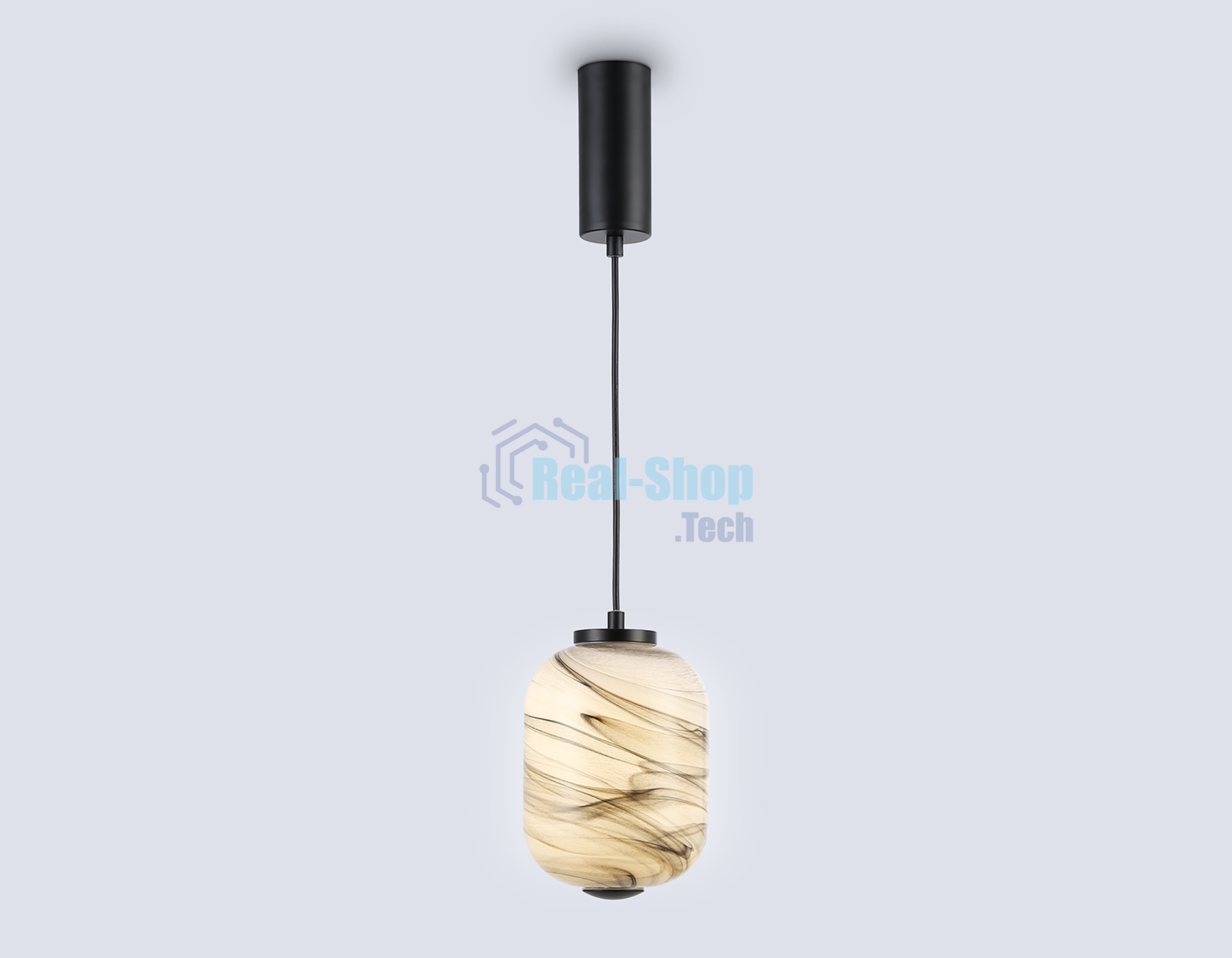 Подвесной светодиодный светильник Ambrella light LH11031 BK/MG черный/мраморно-серый 8W 3000K D150*1585