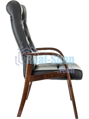 Кресло офисное Бюрократ T-9928WALNUT-CF черный, кожа, на ножках, дерево