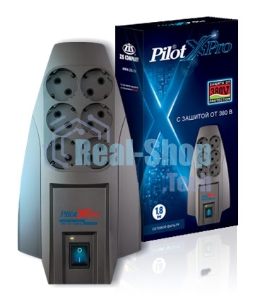 Сетевой фильтр Pilot X-Pro 3 м (6 розеток) серый (коробка)