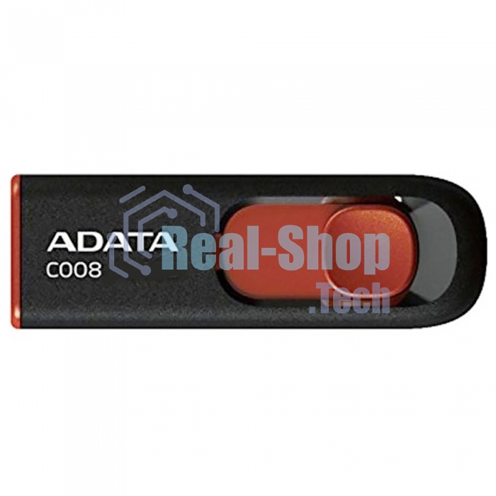 Флешка USB ADATA С008 (AC008-64G-RKD), 64Gb, USB 2.0, R/W 15/5, черный/красный