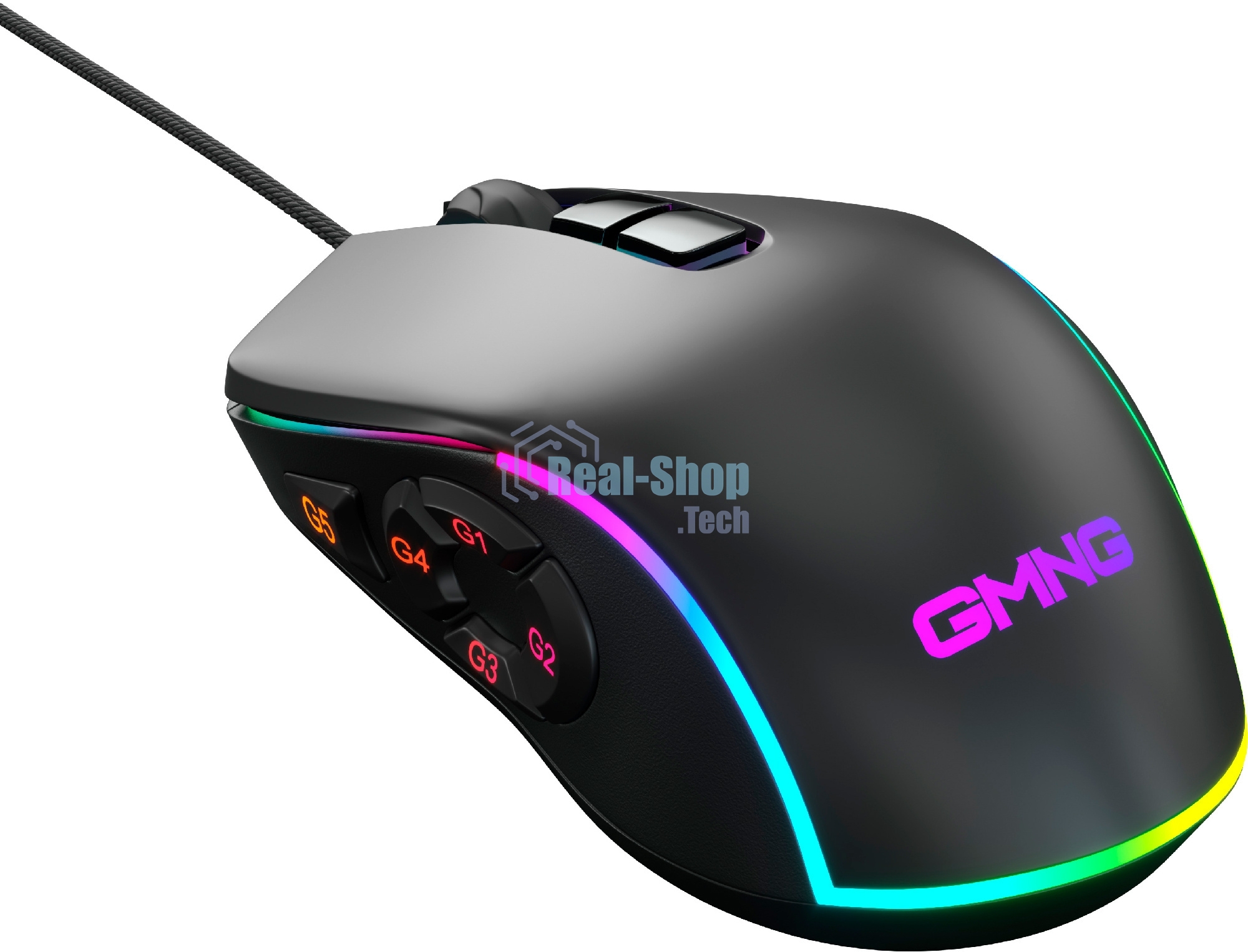 Мышь проводная GMNG XM003 черный, 32000 dpi, USB, кнопки - 10