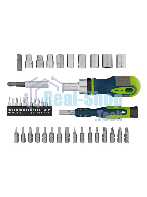Отвертки Сибртех реверсивные с набором бит и торцевыми головками, 41 шт