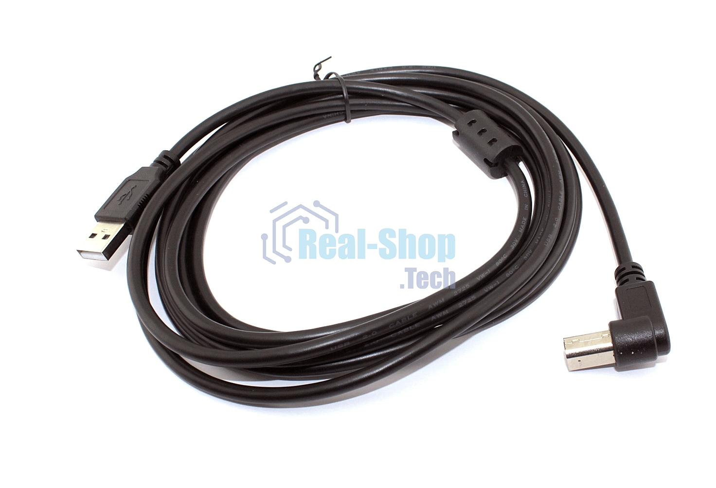 Кабель USB 2.0 на USB-B угол влево 5 м
