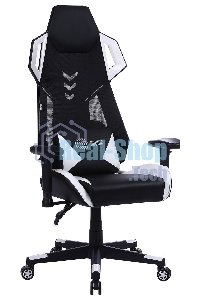 Кресло игровое Cactus CS-CHR-090BLW черный/белый, сиденье черный/белый, эко.кожа, крестовина пластик, пластик черный/белый