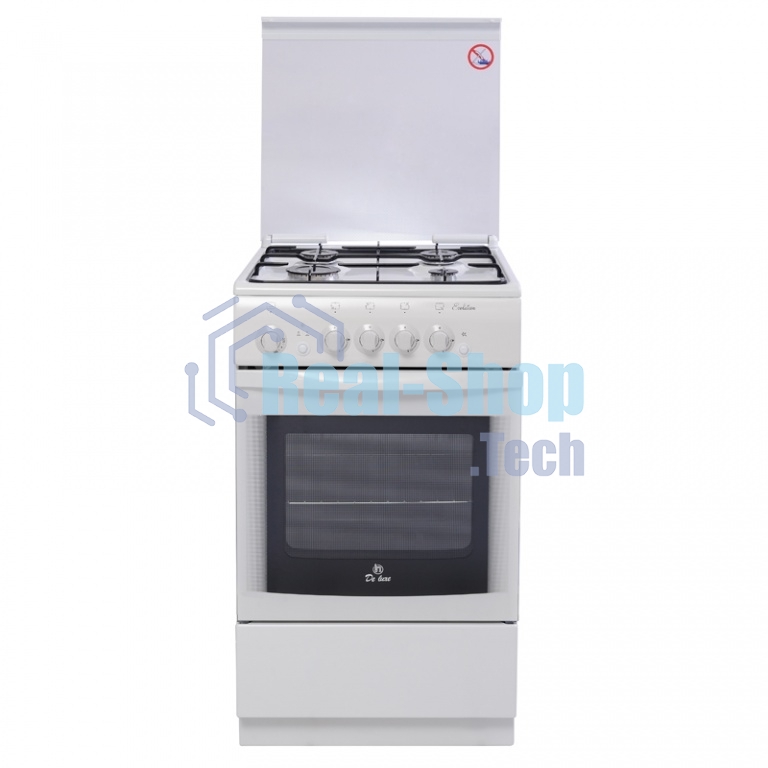 Плита газовая De Luxe 5040.36Г (КР) белый, конфорок 4 шт, духовка 43 л, 50 см x 85 см x 50 см