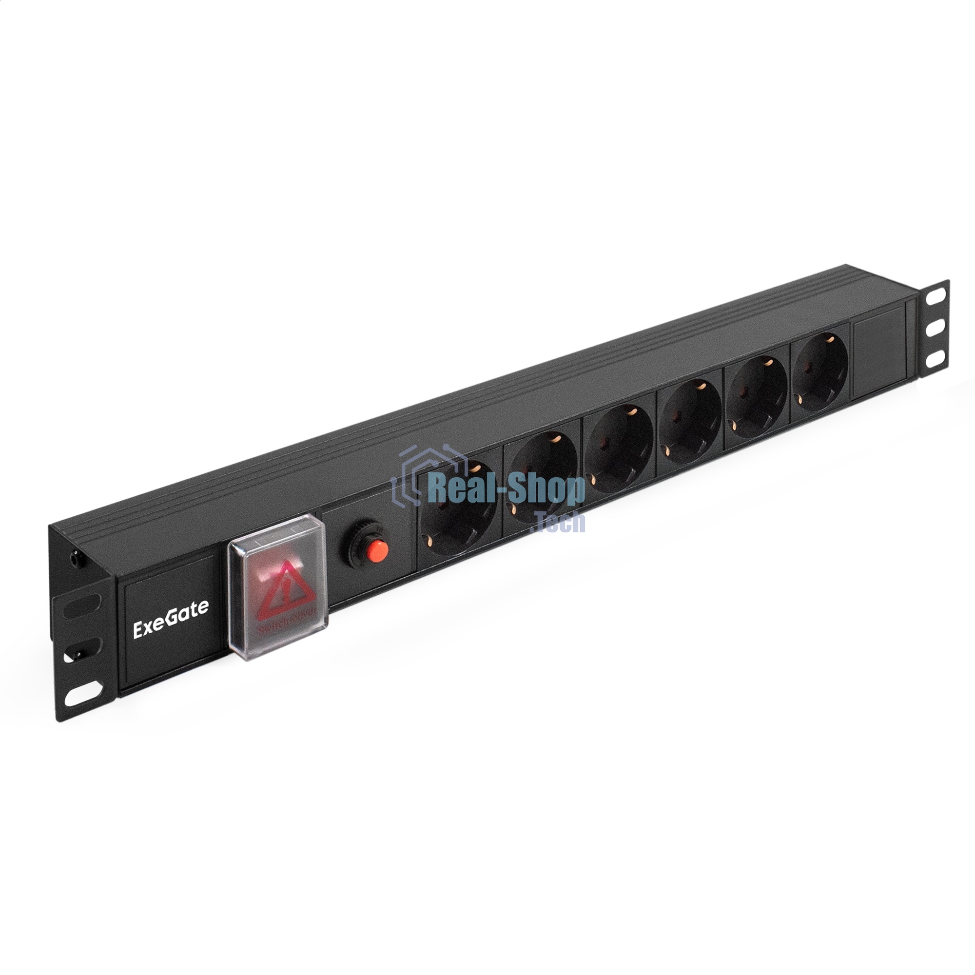 Блок розеток горизонтальный ExeGate ServerPro PDU-19H605 Al-6S-C14-SW-O, 19