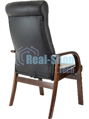 Кресло офисное Бюрократ T-9928WALNUT-CF черный, кожа, на ножках, дерево