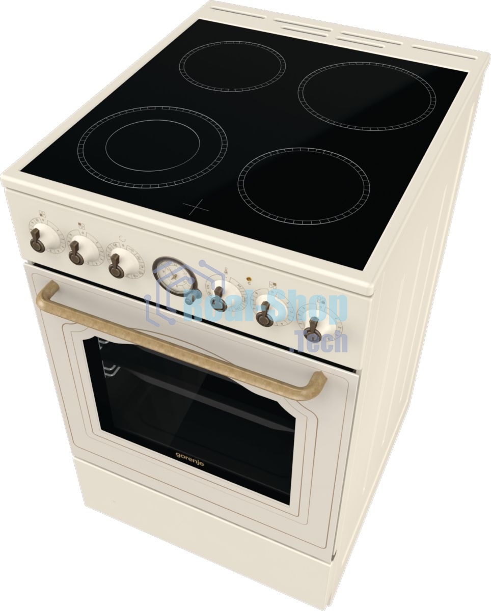 Плита электрическая Gorenje GECS5B70CLI бежевый, конфорок 4 электрических, духовка 70 л, 50 см x 85 см x 59.4 см