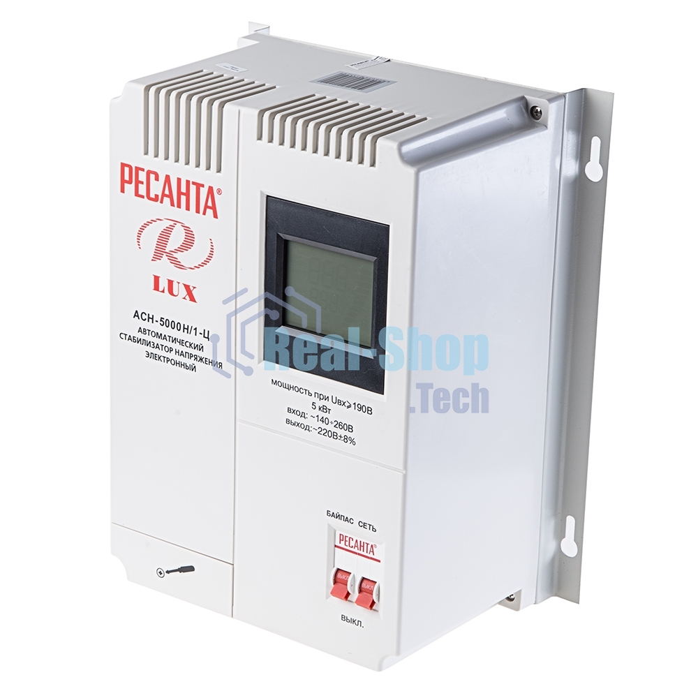 Стабилизаторы напряжения Ресанта АСН-5 000 Н/1-Ц 63/6/16 Стабилизатор Lux 220В±8%, Габариты 260х155х310, Вес 8кг