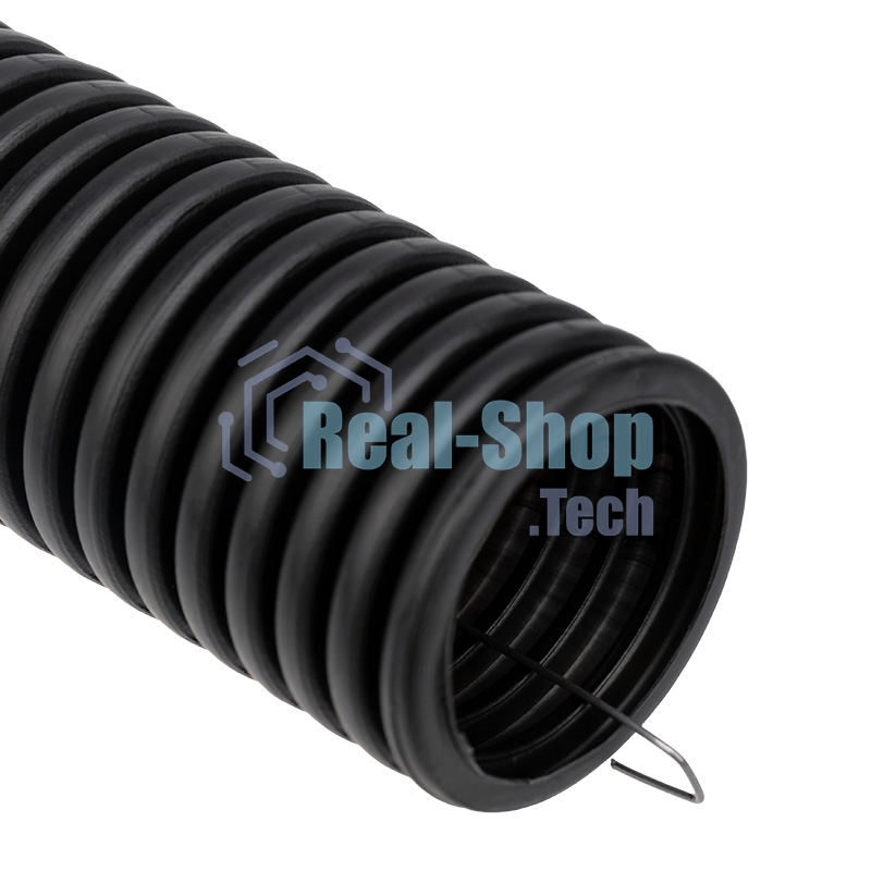 Труба гофрированная Rexant из ПНД, с зондом, черная, Ø50 мм (бухта 15 м/уп.)