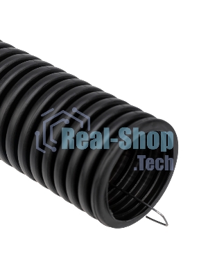Труба гофрированная Rexant из ПНД, с зондом, черная, Ø50 мм (бухта 15 м/уп.)