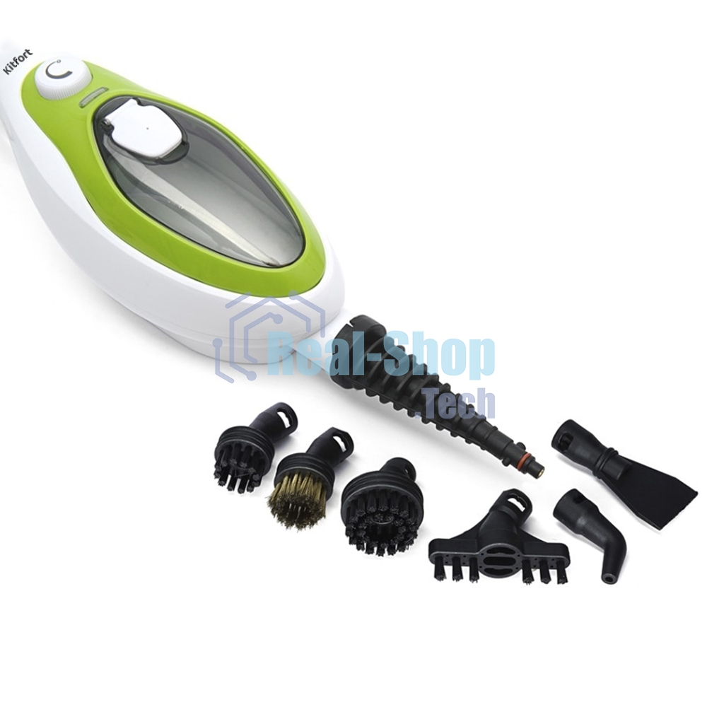 Швабра паровая Kitfort KT-1004-2 1500Вт зеленый/белый