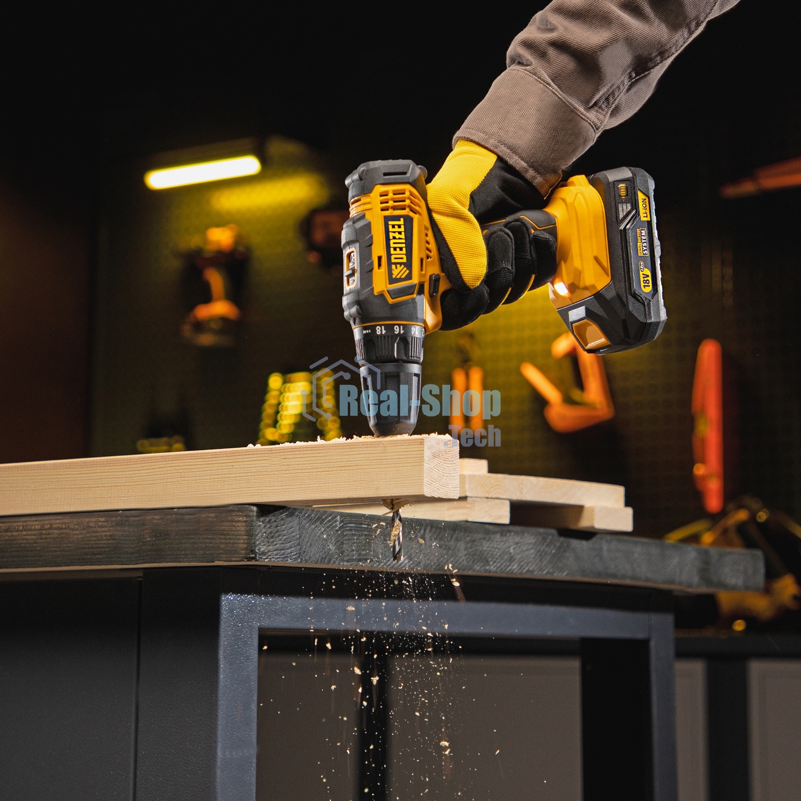 Дрель-шуруповерт аккумуляторная Denzel CDL-18-0, 18В, Без АКБ и ЗУ