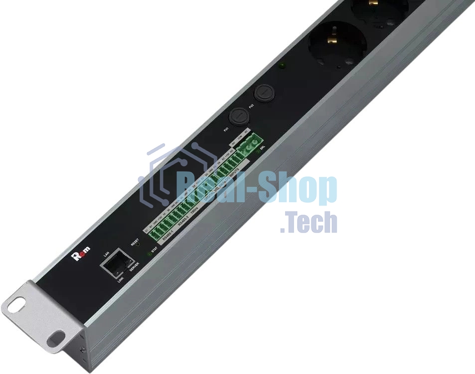 Блок силовых розеток Rem, IEC 60320 С13 х 12, IEC 60320 С19 х 8, вход колодка, 1863х45х60 мм (ВхШхГ), 32А, автомат, алюминий, с мониторингом